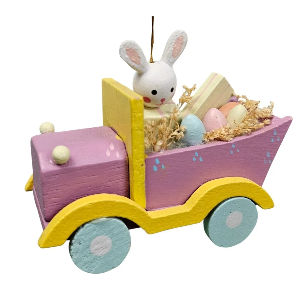 Vintage Midwest of Cannon Falls Wooden Easter Ornament Lot Bunny Goose Truck 7pc